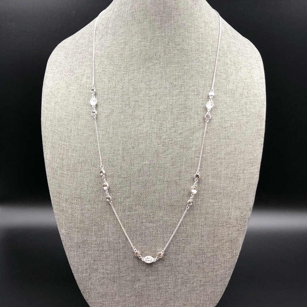 2/$10 Elegant Silver & Crystal Necklace